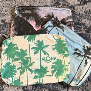 Aloha Collection Mid Coco Palms Pouch in Ocean set of 3